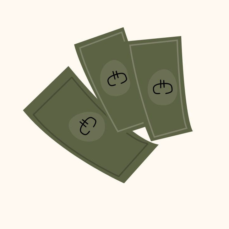 Three green cards with symbols on a white background