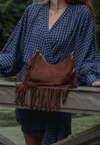 Hannah Faux Suede Crossbody Fringe Bag